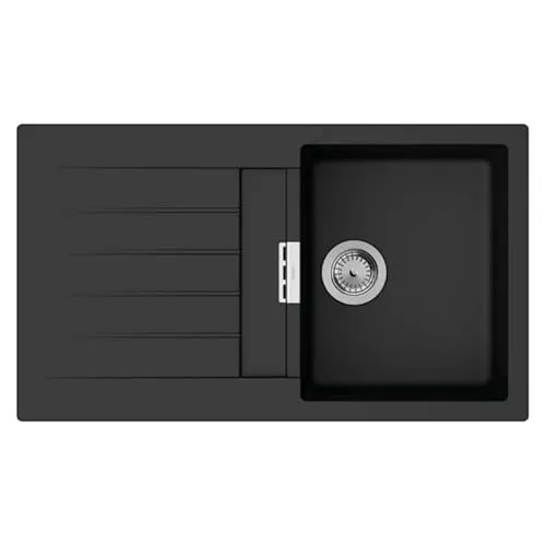 hansgrohe S520-F345 Einbauspüle 345 mit Abtropffläche - Reversible Küchenspüle in graphitschwarz mit 1 Hauptbecken und vordefinierten Hahnlöchern für einfache Installation. Ideal für moderne Küchen.