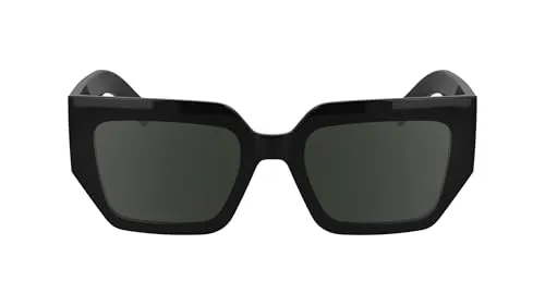 Karl Lagerfeld KL6166S Damen-Sonnenbrille - Elegante Damen-Sonnenbrille in eckigem Design mit schwarzem Acetat-Gestell und grauen Vollfarbigen Gläsern, perfekt für stilbewusste Frauen.