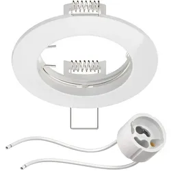 ledscom.de Deckeneinbaurahmen Circ Aluminium Einbaurahmen weiß (LED/Halogen/GU10/MR16/PAR16/50mm) inkl. GU10 Fassung