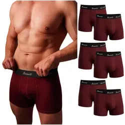 Benonetti Boxershorts weich, langlebig & atmungsaktiv, kein Aufrollen (6 Paar, 6-St., Packung, 6er-Pack) Mit Komfortbund und Logo, ohne kratzenden Zettel rot M