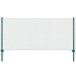 vidaXL Maschendrahtzaun Komplett Set 25x1m Grün - Dekorativer Maschendrahtzaun aus robustem, pulverbeschichtetem Stahl, ideal für Garten, Landwirtschaft oder als Schutz für Tiere. Wetterfest und einfach zu montieren.