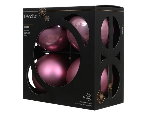 Kaemingk Weihnachtsbaumkugel, Weihnachtskugeln Glas 10cm 4 Stück - Vintagerosa