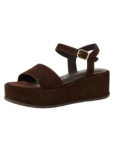 Tamaris Damen Sandalette mit Keilabsatz, braun, 39 EU - Elegante Sandalette mit 6 cm Keilabsatz für stilvolle Auftritte. Die TOUCH-IT Technologie passt sich perfekt an deinen Fuß an und sorgt für hohen Tragekomfort. Ideal für sommerliche Outfits und entspannte Tage.