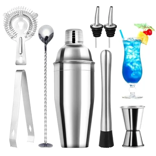 talifoca Cocktail Shaker Set 8 Stück Edelstahl - Hochwertiges 750ml Cocktail Set aus Edelstahl, ideal für Barkeeper und Cocktail-Liebhaber, perfekt für kreative Mixgetränke.