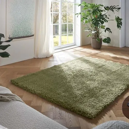Taracarpet Flokati Teppich Langflor Kuscheliger Shaggy Weich Hochflor Wohnzimmer Schlafzimmer Home deko Modern Flauschig Anti-Rutsch Unterseite Grün 200x280 cm