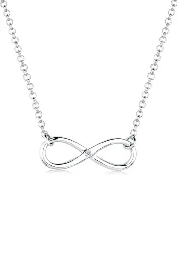 Elli DIAMONDS Halskette Damen mit Infinity Anhänger und Diamant (0.03 ct.) - Elegante Halskette aus 925 Sterling Silber mit echtem Diamanten (0.03 ct.) im Brillantschliff. Ideal als Geschenk für besondere Anlässe, stilvoll und handgefertigt mit Liebe zum Detail.