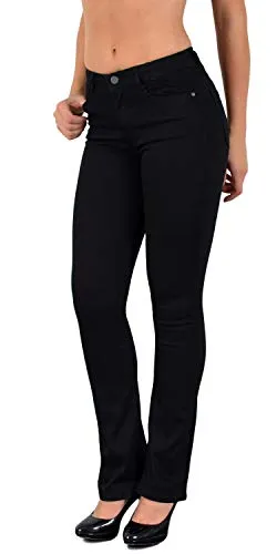 ESRA Jeans Damen Bootcut Wide Leg Hose – Komfortable schwarze Jeans bis Plus Size - Entdecken Sie die ESRA Bootcut Jeans für Damen in Schwarz, ideal für Plus Size. Hoher Stretch für angenehmen Tragekomfort und gefertigt aus weicher Baumwolle. Perfekt für jeden Anlass!