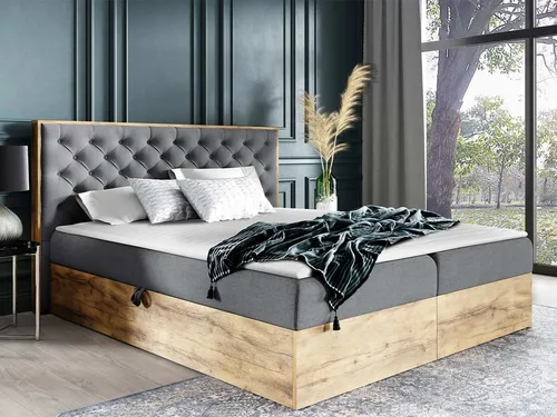Mirjan24 Boxbett Eiche Wotan Grau, 140x200 cm – Komfortabel und Stilvoll - Stylisches Boxbett in Eiche Wotan Grau mit zwei praktischen Bettkästen für zusätzlichen Stauraum. Ideal für ein modernes Schlafzimmer und bietet eine optimale Schlaffläche.
