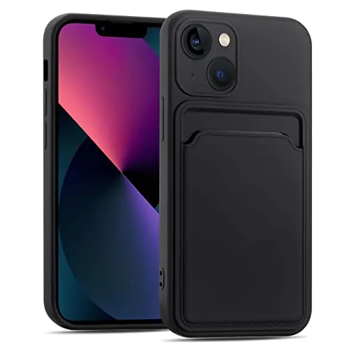 CoolGadget Kartenhülle Handy für iPhone 15 Plus Card Case, Schutzhülle mit Kartenfach & TPU Stoßschutz und Microfaserfutter, kompatibel mit iPhone 15 Plus (6,7 Zoll), Schwarz