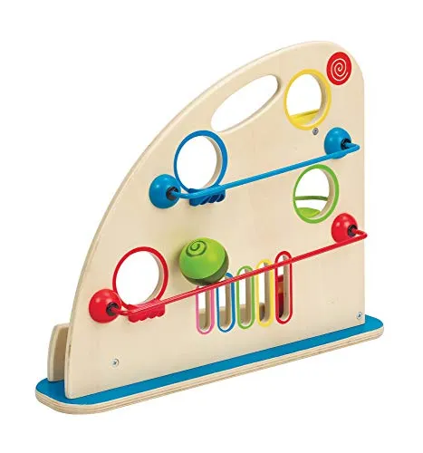 Hape Kugel-Rennbahn – Holzspielzeug mit bunten Holzkugeln und Doppelbahn, motorische und visuelle Förderung, Montessori-geeignet, für Kleinkinder ab 12 Monaten