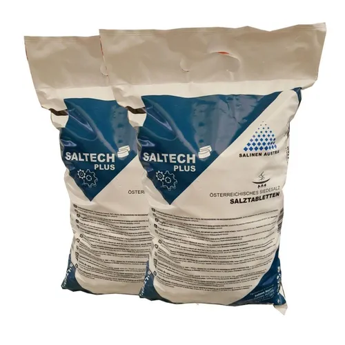 Salinen Austria SALTECH plus 2x10kg Salztabletten - Effektives Regeneriersalz für die Wasserenthärtung, sorgt für optimalen Schutz Ihrer Haushaltsgeräte und verlängert deren Lebensdauer.
