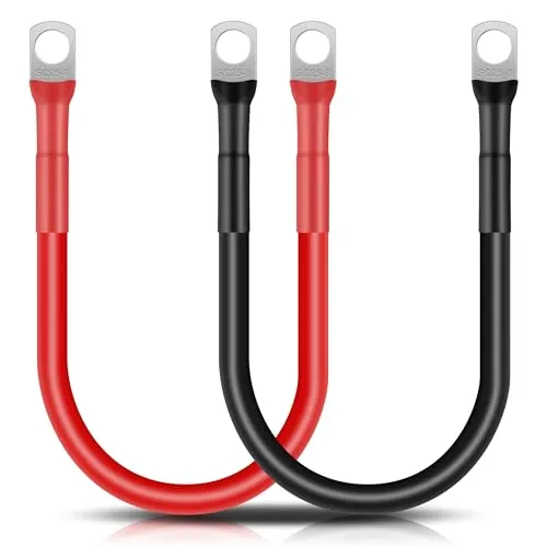 QIMEI-SHOP 2 Stück Batteriekabel 30cm 25mm² Auto Batterie Kabel 12V 3WAG Kupferkabel mit M8 Ringklemmen für LKW Motorrad Solar Marine Schwarz Rot