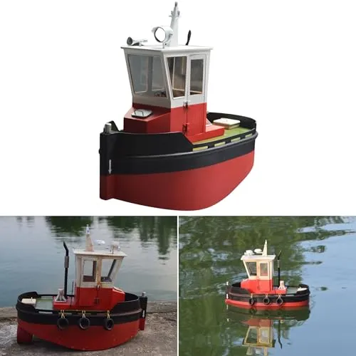 Your Day Mate Little Otter Tugboat Schiffsmodell Bausatz, Maßstab 1:18, Größe LxBxH 232 x 111 x 200 mm, Lasercut Holz Bauteile, Kunstharz Formteile, 332 g, Seetauglich, RC Holzbausatz