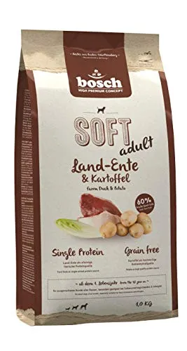 bosch HPC SOFT Land-Ente & Kartoffel | halbfeuchtes Hundefutter für ausgewachsene Hunde aller Rassen | Single Protein | grain-free | 1 x 1 kg