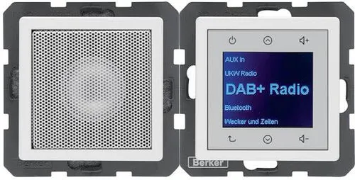 Berker Radio Touch DAB+ mit Bluetooth und Lautsprecher - Modernes DAB+ Radio in polarweiß mit digitaler Anzeige, 16 Speicherplätzen und Weckfunktion - ideal für Musikliebhaber und perfekte Klangqualität.