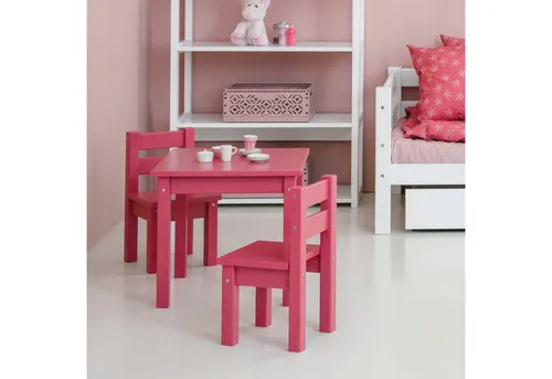 Hoppekids Kindersitzgruppe MADS - 2-tlg. Set aus Tisch und Stuhl in verschiedenen Farben, ideal für Kinderzimmer. Hergestellt aus FSC®-zertifiziertem Holz, umweltfreundlich und sicher für kleine Kinder.