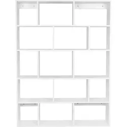 Domax Home Wandregal FTS 4 - 105x141 cm, Weiß - Stylisches Wandregal aus hochwertiger Spanplatte, kratzfest und leicht zu reinigen. Ideal für Wohnräume und Büros, mit flexibler Aufbewahrung für Bücher und Dekoration.