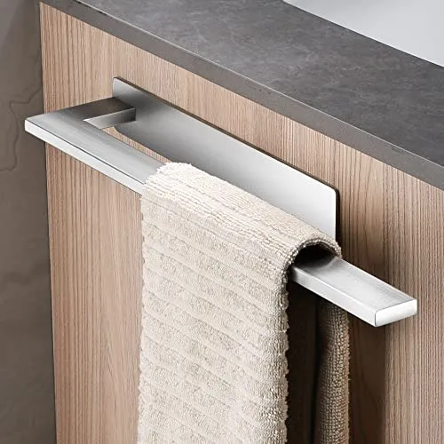 Dvocel Handtuchhalter ohne Bohren Handtuchhalter 304 Edelstahl Gebürstet Handtuchstange Wand Montierter Einarmig Handtuchhalter Kleben für Badezimmer Toilette Küche Silber
