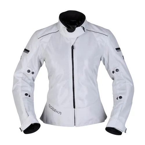 Modeka Motorradjacke Veo Air Damen - Sportliche Textiljacke in Grau, Größe 46 - Motorradjacke für Damen, ideal für warme Tage mit atmungsaktivem Material und Rückenprotektor für optimalen Schutz.