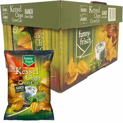 funny-frisch Kesselchips Cross Cut Ranch Sauce Style 10x120g Packung