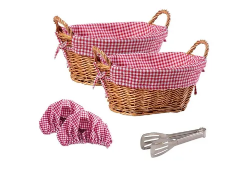 eGenuss Brotkorb mit seitlichen Griffen - Klassischer Brotkorb aus Weide mit abnehmbarem Stoffbezug, ideal für eine stilvolle Präsentation von Brot und Brötchen.