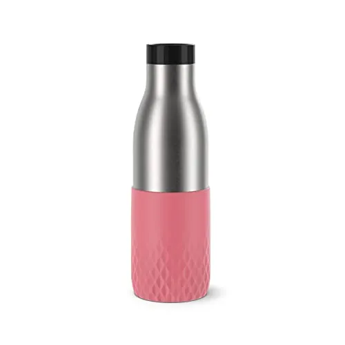 Emsa EMS Trinkflasche 0,5L Bludrop Coral - Thermobehälter mit doppelwandigem Edelstahl, hält Getränke bis zu 24h kalt und 12h heiß. Robust, kratzsicher und BPA-frei – ideal für unterwegs!