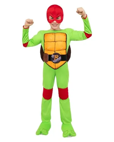 Funidelia Offizielles Raphael Kostüm - Teenage Mutant Ninja Turtles für Kinder - Kostüm für Kinder (Größe 5-6 Jahre) mit muskulöser Kombination, Maske und Panzer – perfekt für Karneval, Halloween und Partys. Offizielle Lizenz, originelles Design für unvergesslichen Spaß!
