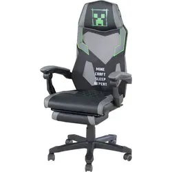 phoenix group Minecraft Gamingstuhl - Ergonomischer Drehstuhl - Bürostuhl mit Wippmechanik, stufenlos höhenverstellbar und ausziehbarer Fußablage für optimalen Komfort beim Gaming oder Arbeiten.
