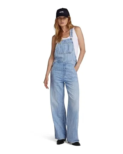 G-STAR RAW Damen Straight Leg Latzhose, Blau - Komfortabel & Praktisch - Latzhose mit verstellbaren Schulterträgern und mehreren Taschen für optimalen Komfort und praktische Nutzung im Alltag.