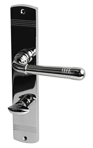 Alpertec 32700123 Sale-LS Messing Chrom - Türdrückergarnitur für Badtüren, mit stabiler Metallkonstruktion und Hochhaltefeder für zusätzliche Sicherheit, ideal für moderne Badezimmer.