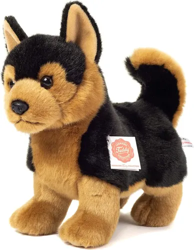 Teddy Hermann 91970 Schäferhund stehend 23 cm - Plüsch Schäferhund, 23 cm groß, ideal für Kinder ab 3 Jahren – ein treuer Begleiter für Spiel und Spaß!