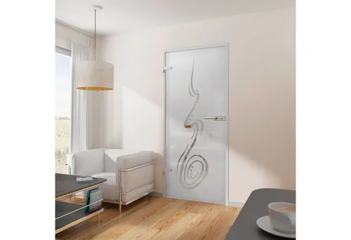 inova wohnen Zimmertür 83,4 x 197,2 cm Curved satiniert Glastür, inkl. Beschlagset nach Wahl