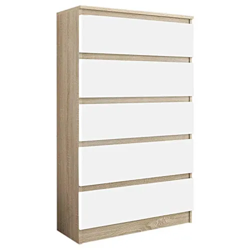 Kommode Eiche Sonoma Mix 70 x 40 x 121 cm – Modern R-5