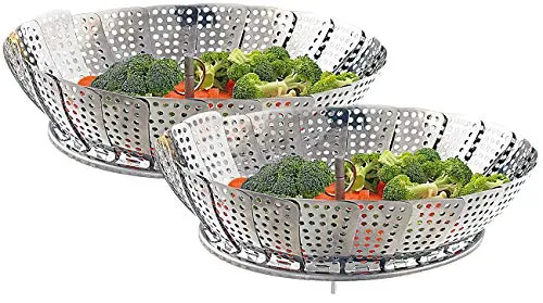 Rosenstein & Söhne Dampfeinsatz: 2er-Set Dampfgar-Einsatz für alle Töpfe von 18 bis 27 cm (Dampfeinsatz für Topf, Dampfsiebe für Topf, Dampfgartopf)