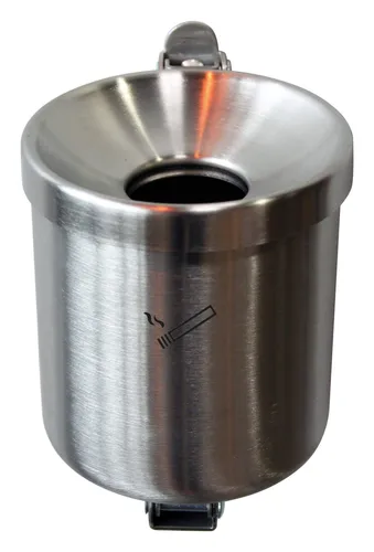 TKG Rondo Junior Aschenbecher aus Edelstahl - Wandascher für Innen- und Außenbereiche, mit trichterförmigem Deckel für maximale Sicherheit und einfache Kipp-Entleerung. Fassungsvermögen von 0,6 Litern, ideal für umweltbewusste Nutzer.