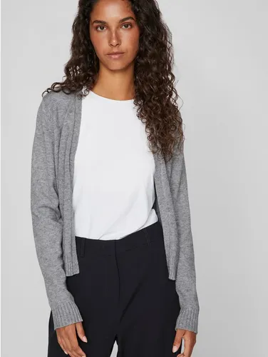 Vila Damen Viril Short L/S Knit Cardigan, XL - Leichte Strickjacke in Medium Grey Melange - Strickjacke für Damen mit gerippten Säumen, leicht und weich - ideal für den lässigen Look im Alltag.