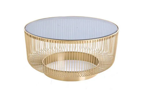 riess-ambiente Couchtisch VARIATION Ø80cm - Gold/Schwarz - Eleganter Couchtisch aus Schwarzglas mit goldenem Metallgestell, handmade und pflegeleicht – perfekt für dein Wohnzimmer!