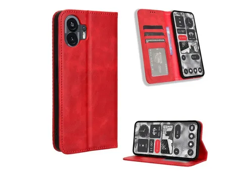 Wigento Smartphone-Hülle Für Nothing Phone 2 Kunst Leder Book Wallet Schutz Tasche Retro Textur