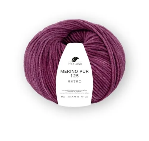 Merino Pur 125 Retro Strickgarn, 100% Extrafeine Merinowolle, Handgefärbt, Ton-in-Ton Farbverlauf (136 fuchsia mel.)
