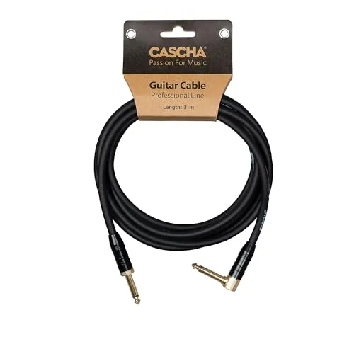 Cascha Professional Line Guitar Cable, Angled, Black, 3m