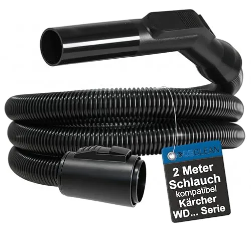 DeClean 2 Meter Staubsaugerschlauch kompatibel mit Kärcher Staubsauger der Serien von A WD WD1 WD2 WD3 WD4 WD5 WD6 WD7 SE DS | Schlauch für Nass- Trockensauger