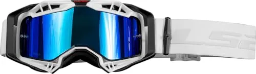 LS2 Crossbrille Aura Pro Black/White, Iridium Visor - Sportbrillen für Erwachsene, mit Iridium-Visier für optimalen UV-Schutz und klare Sicht bei allen Lichtverhältnissen.