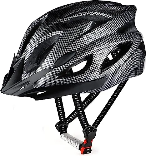 RaMokey Fahrradhelm für Erwachsene Herren Damen, EPS-Körper + PC-Schale, MTB Mountainbike Helm mit Abnehmbarem Visier und Polsterung, Verstellbar Radhelm 58-61cm (Schwarz)