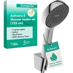 Hansgrohe Activera Select S Brausehalterset 95 - Bad & Sanitär – Wassersparendes Brausehalterset mit 2 Strahlarten für ein intensives Duschgefühl und maximalen Komfort bei nur 8 l/min Durchfluss.
