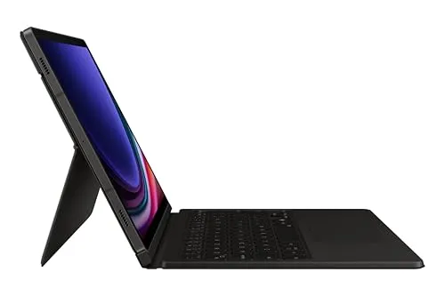 Samsung Book Cover Keyboard EF-DX725 - für Galaxy Tab S9, S9 FE (Schwarz), integrierte Tastatur für produktives Arbeiten unterwegs