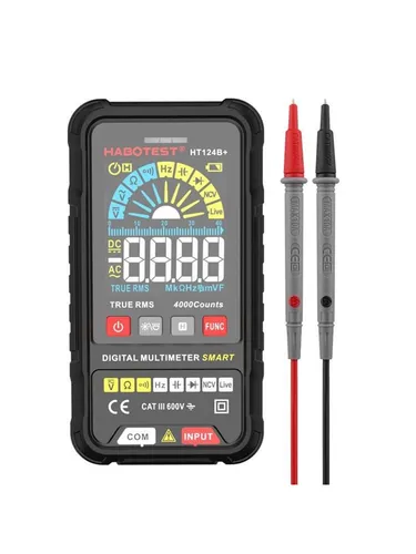 Habotest HT124B+ Digital Universal Multimeter - Messgeräte – Multifunktionales Multimeter mit leicht ablesbarem Display, integriertem Taschenlicht und vielseitigen Messfunktionen für elektrische Arbeiten.