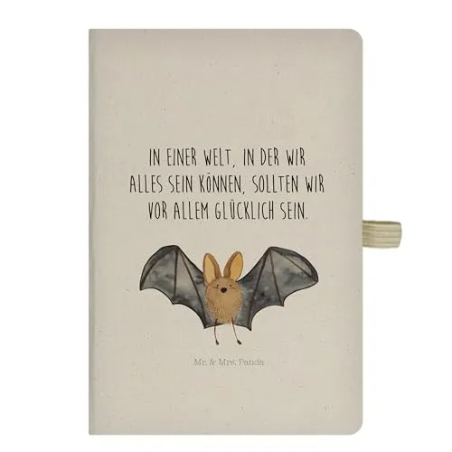 Mr. & Mrs. Panda DIN A4 Baumwoll Notizbuch Fledermaus Flügel - Hochwertiges DIN A4 Notizbuch mit Fledermaus-Flügel-Motiv, ideal für Notizen und Skizzen. Perfekt als Geschenk für Tierliebhaber und kreative Köpfe.