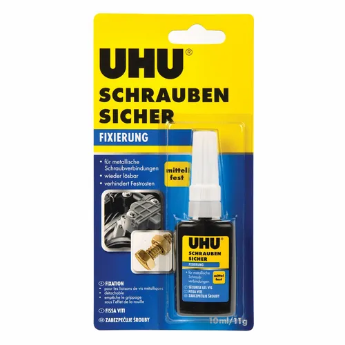 UHU Spezialkleber SCHRAUBENSICHER 11g - Bastelkleber, verhindert das Lösen von metallischen Schraubverbindungen und ist temperaturbeständig von -55°C bis +150°C.