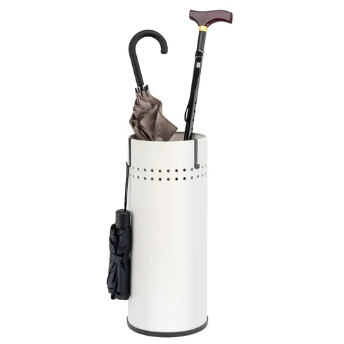 Bremermann Schirmständer 6516, weiß, Höhe 50 cm - Schirmständer aus weiß lackiertem Metall, mit herausnehmbarer Tropfschale und 2 Haken für Taschenschirme. Vielseitig auch als Papierkorb verwendbar. Ideal für jeden Eingangsbereich.