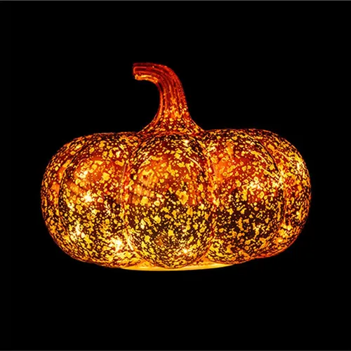 LED Deko-Kürbis in Glas-Optik - Figuren: Bezaubernde beleuchtete Halloween-Laterne in Kürbisform, perfekt für stimmungsvolle Herbstdeko und schaurige Akzente.